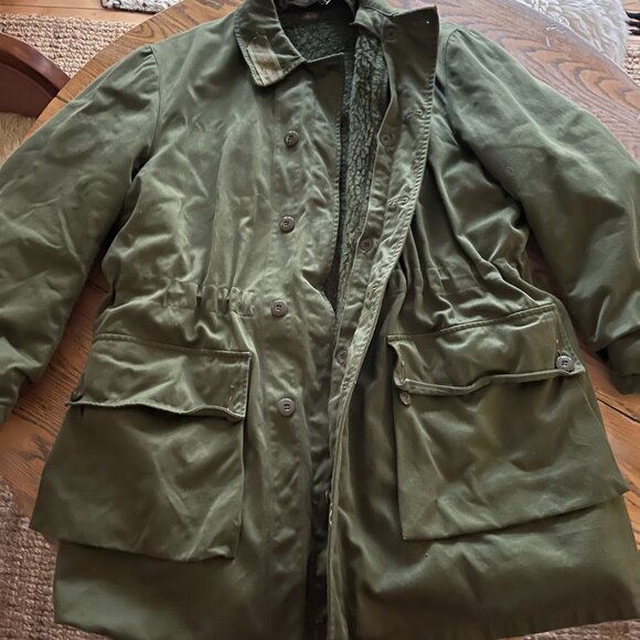 C50 Gorgeous vintage army coat /pit to pit-25/no flaws! removable wool fleece - Picture 2 of 10